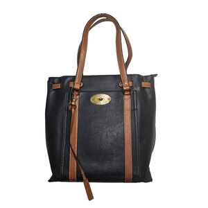 [Simply Noelle] Navy & Brass Turn Key Vegan Leather Laptop/Travel Bag